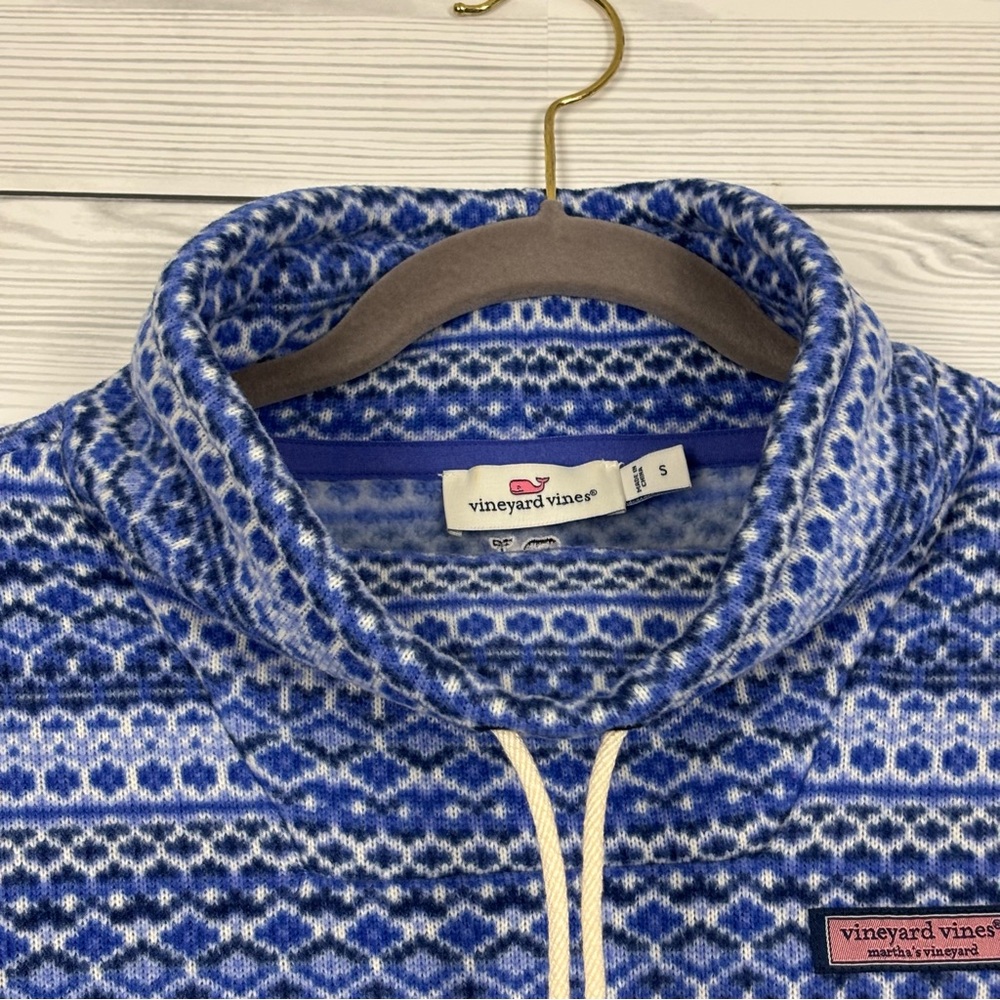 Vineyard Vines Fair Isle Sweater Fleece Funnel Neck Shep Shirt Size Small - Picture 7 of 10